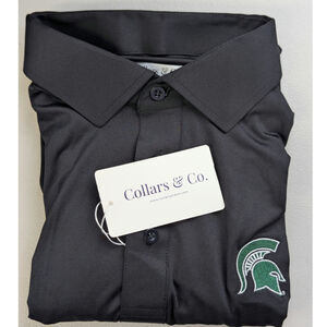 Collars & Co Dress Collar Polo Shirt Golf Black Featherweight Michigan State Med